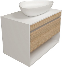 Teymi Тумба с раковиной Ritta 75 Ellie 60 подвесная белый/дуб – фотография-1