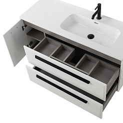 BelBagno Мебель для ванной Eco Cer-N 120-1 R bianco lucido CZR-8095-120-R ручки матовые чёрные – фотография-8