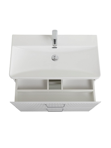 BelBagno Тумба с раковиной Due 80 подвесная Bianco Lucido ручки Хром полированный – картинка-9