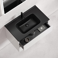 Sancos Тумба с раковиной Libra 80 белый глянец раковина Element 81 CN7005MB – фотография-5