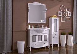 ASB-Woodline Зеркало для ванной Флоренция 85 белый/патина серебро, массив ясеня – фотография-3
