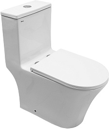 Azario Унитаз-моноблок Vally AZ-80687 безободковый с бачком с сиденьем микролифт белый – фотография-3