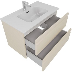 Aquatek Тумба с раковиной Вега 80 подвесная капучино светлый – фотография-2