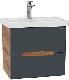 Onika Тумба под раковину Айленд 60 подвесная графит/дуб крафт – фотография-2