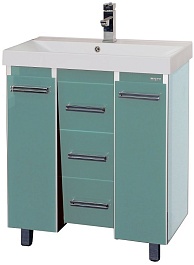 Misty Тумба с раковиной Джулия QVATRO 90 конус, 3 ящика, голубая – фотография-1