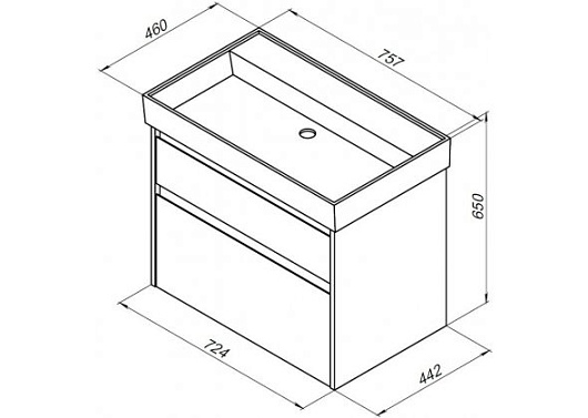 Aquanet Тумба с раковиной Nova Lite 75 2 ящика, дуб рустикальный – фотография-10