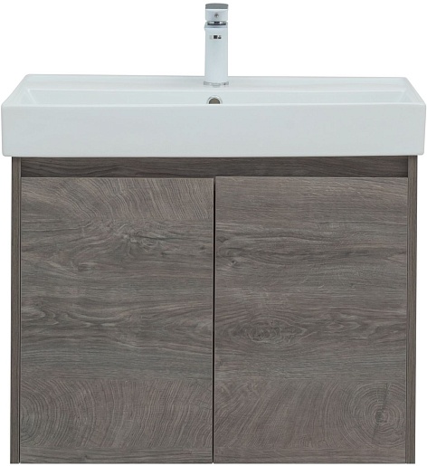 Aquanet Тумба с раковиной Nova Lite 75 2 дверцы подвесная дуб рошелье – картинка-3