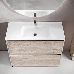 Sancos Тумба с раковиной Libra Floor 100 дуб галифакс натуральный раковина Element 101 CN7003 – фотография-2