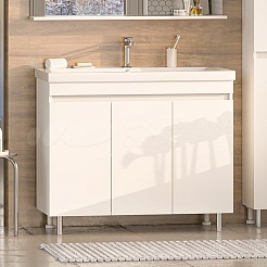 Misty Мебель для ванной Енисей 100 белая – фотография-3