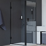 RGW Душевой уголок Hotel HO-045B (HO-011B + Z-050-2B + O-204B) 90x110 профиль черный стекло прозрачное