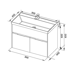 Aquanet Тумба с раковиной "Латина 90" бордо (179932) – фотография-3