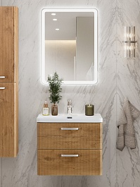 BelBagno Тумба с раковиной Due 60 подвесная Rovere Nature ручки Хром полированный – фотография-13