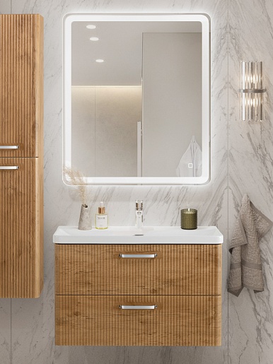 BelBagno Тумба с раковиной Due 80 подвесная Rovere Nature ручки Хром полированный – фотография-12