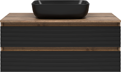 Brevita Тумба с раковиной Dakota 100 подвесная дуб галифакс олово/черный кварц – фотография-1