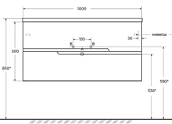 Cezares Тумба с раковиной Duet-N 100 подвесная CZR-8073-100 альпака брашированная – фотография-7