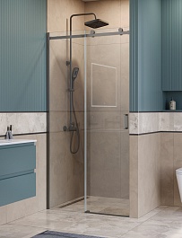 BelBagno Душевая дверь в нишу Soft Close-2 SOFT_CLOSE-2-BF-1-100-C-GM 100x200 профиль оружейная сталь стекло прозрачное – фотография-3