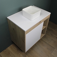 Teymi Тумба с раковиной Nura 80 Helmi Mini 24 подвесная дуб/белый – фотография-3