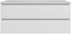 Vincea Мебель для ванной с раковиной с покрытием из гелькоута Luka Soft-Touch 100 подвесная белая матовая – фотография-6