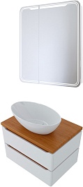 Mixline Мебель для ванной Виктория 70 R подвесная белая софт/дуб светлый – фотография-1