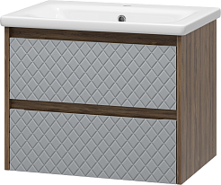 Brevita Тумба под раковину Chester 65 подвесная серый/дуб чарльстон темно-коричневый – фотография-2