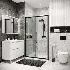 Grossman Душевая дверь в нишу Cosmo 120x195 профиль черный матовый стекло прозрачное – фотография-6