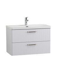 BelBagno Тумба с раковиной Due 80 подвесная Bianco Lucido ручки Матовый атласный никель – фотография-6