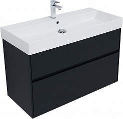 Aquanet Мебель для ванной Бруклин 100 подвесная черная матовая – фотография-19