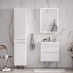 Equil Тумба с раковиной Nice 70 2 ящика подвесная белая – фотография-8