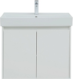 Aquanet Тумба с раковиной Nova Lite 75 2 дверцы подвесная белая глянцевая – фотография-3