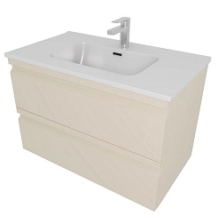 Aquatek Тумба с раковиной Вега 60 подвесная капучино светлый – фотография-1