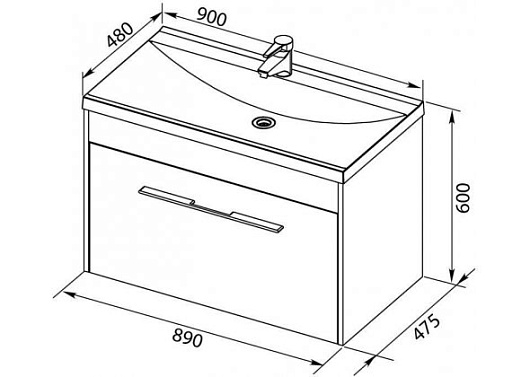 Aquanet Комплект мебели Августа 90 дуб сонома – картинка-3