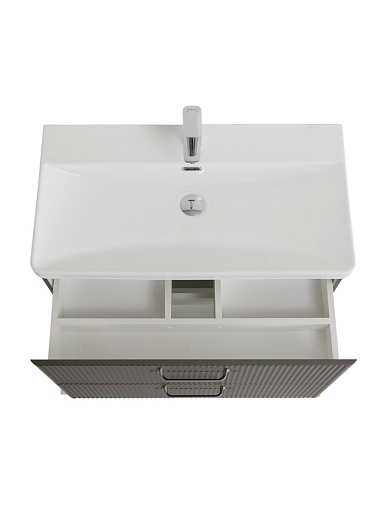 BelBagno Тумба с раковиной Due 80 подвесная Оружейная сталь ручки Матовый атласный никель – фотография-12