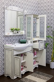 Sanflor Тумба с раковиной Адель 82 R белая, патина серебро – фотография-3