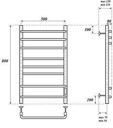 Point Полотенцесушитель электрический Сатурн П8 500x800 PN90858W белый – фотография-5