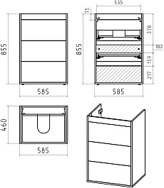Brevita Тумба под раковину Grafit 60 графит – фотография-4