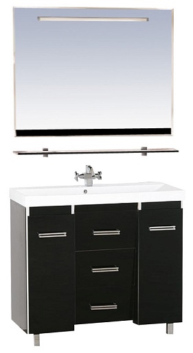 Misty Мебель для ванной Джулия QVATRO 120 конус 3 ящика черная – фото-1