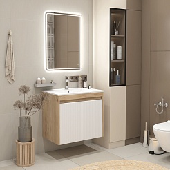 Teymi Тумба с раковиной Netta 70 Волна подвесная дуб/белый – фотография-11