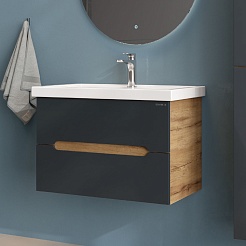 Onika Тумба под раковину Айленд 70 подвесная графит/дуб крафт – фотография-6