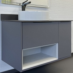 Comforty Тумба с раковиной Джанкой 90 подвесная антрацит – фотография-1