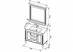 Aquanet Комплект мебели Селена 105 (3 ящика, 2 дверцы), белая/патина серебро – фотография-9