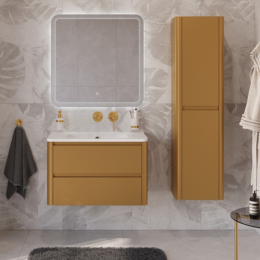 Cezares Тумба с раковиной без отверстия под смеситель Relax 80 подвесная брашированное золото – картинка-13