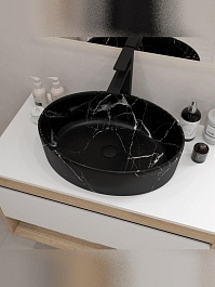 Teymi Накладная мебельная раковина Lori 50 мрамор чёрный матовый T50485 – фотография-9