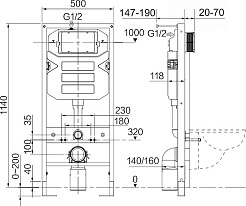 Ceramicanova Подвесной унитаз Metropol Rimless с шумоизоляционной панелью CN1000 с системой инсталляции Envision кнопка Round чёрный матовый – фотография-6