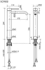 Sancos Смеситель для раковины высокий Etna вороненая сталь SC9002GG – фотография-3