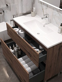 Aquanet Тумба с раковиной Алвита New 100 Flat дуб веллингтон табак – фотография-3