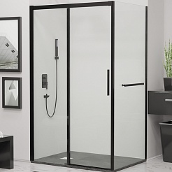RGW Душевой уголок Leipzig LE-41-1B (LE-12B + Z-060-2B) 140x90 профиль черный стекло прозрачное – фотография-1