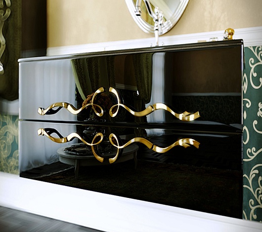 Clarberg Мебель для ванной "Due Amanti 100" черный, ручки золото – картинка-3