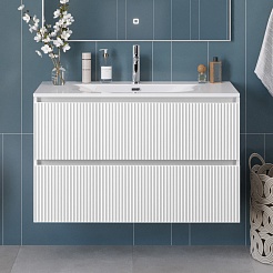BelBagno Тумба под раковину Uno 100 подвесная Bianco Opaco – фотография-12