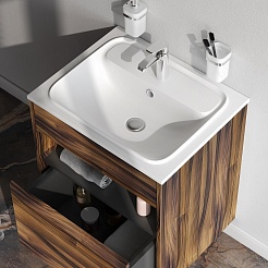 Am.Pm Тумба с раковиной Func 60 подвесная темное дерево – фотография-6