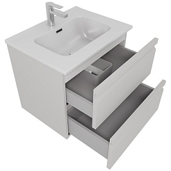 Aquatek Тумба с раковиной Вега 60 подвесная серый туман – фотография-2